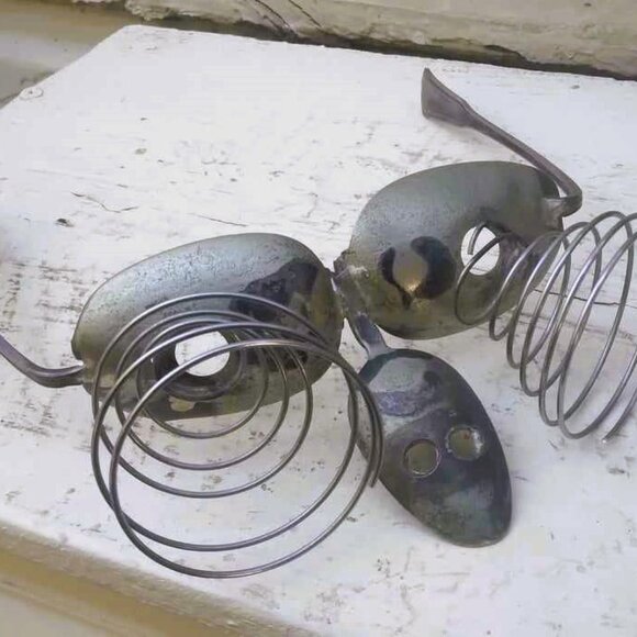 Unique Vintage Handcrafted Steampunk Goggles made from Metal Spoons - Picture 4 of 9